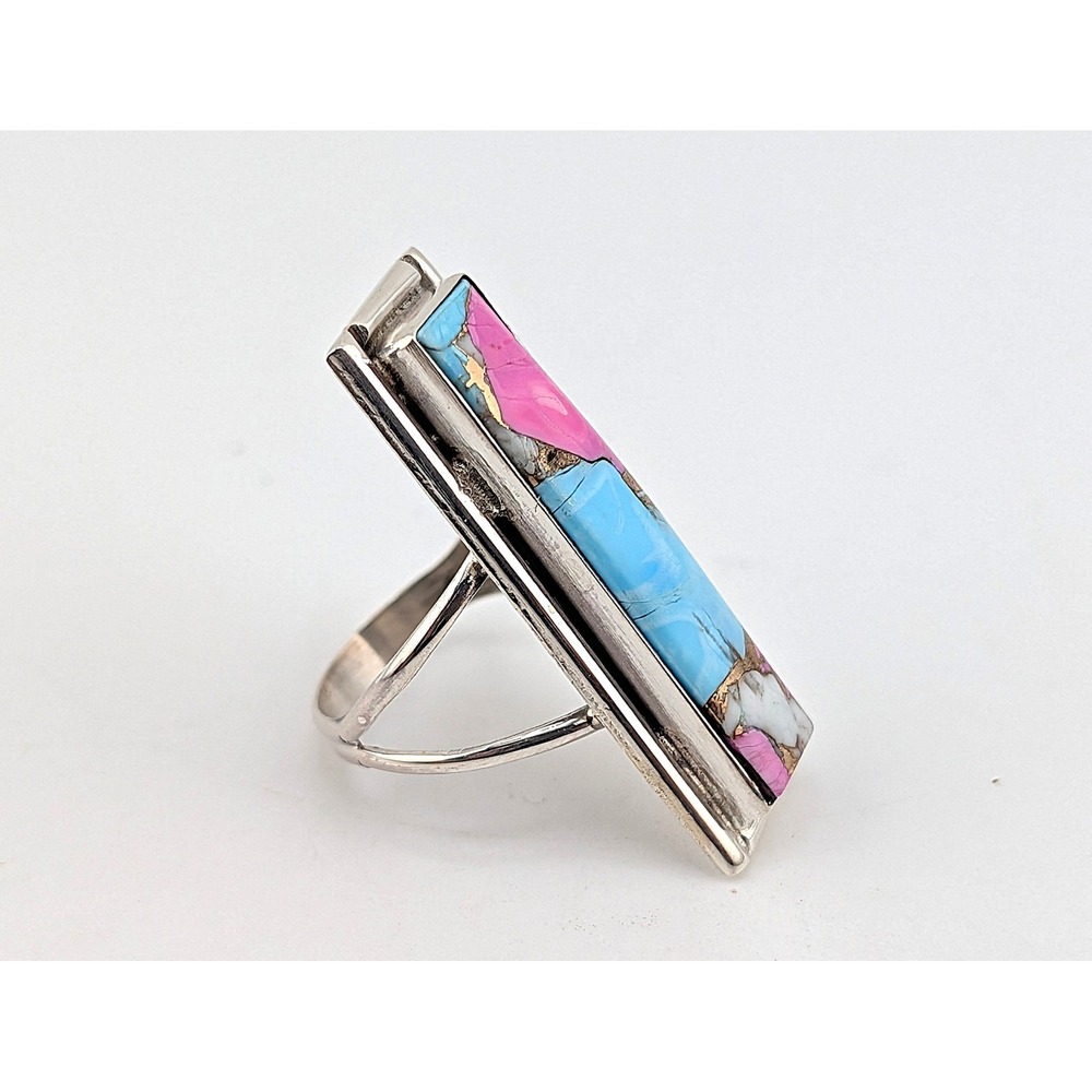 Handcrafted Navajo Cluster Ring Size 8 Women's Signed Traditional Jewelry *** - Picture 11 of 11